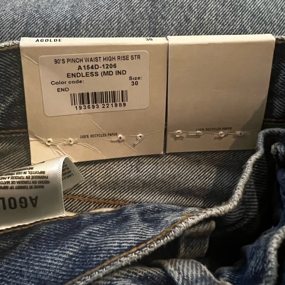 AGOLDE 90s Pinch Waist Straight Leg Jean - Size 30 NWT - Picture 4 of 6
